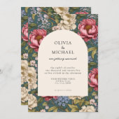 Invitation Élégant Mariage Vintage (Devant / Derrière)