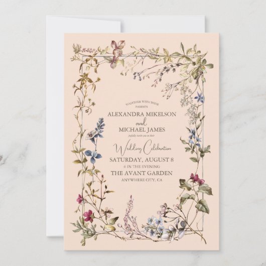 Invitation Élégant Mariage Vintage (Devant)