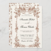 Invitation Élégant Mariage Vintage à fleurs (Devant / Derrière)