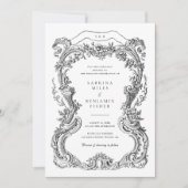 Invitation Élégant Mariage Vintage en toile de verre (Devant)