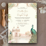 Invitation Élégant Mariage Vintage Peacock Indian Palace<br><div class="desc">Éblouissez vos invités avec cet élégant invitation de mariage avec un beau paon et un palais ancien dans l'arrière - plan avec une typographie moderne. Ajoutez simplement les détails de votre événement sur ce modèle facile à utiliser et ornez cette carte avec votre photo préférée pour en faire une invitation...</div>