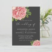 Invitation Élégant Mariage Vintage Pink Peony (Debout devant)