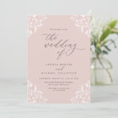 Invitation Élégant Mariage Vintage rose pâle (Debout devant)