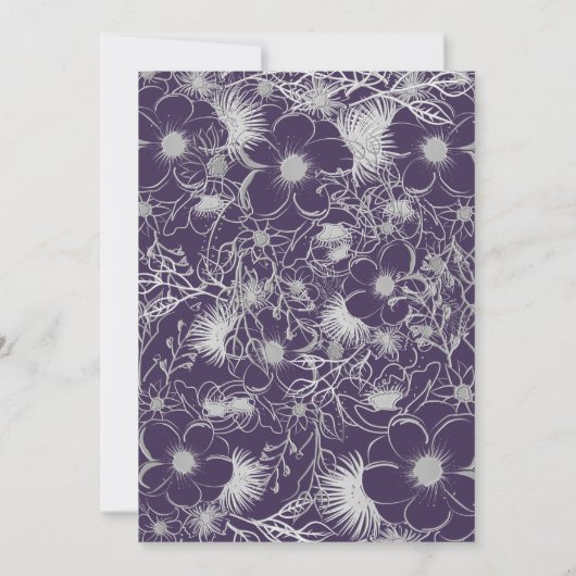 Invitation Élégant Mariage violet de monogramme (Dos)