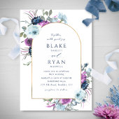 Invitation Élégant Mariage violet et bleu arche florale