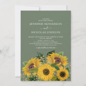 Invitation Élégant Mariage virtuel Floral Sunflowers (Devant)