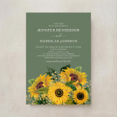 Invitation Élégant Mariage virtuel Floral Sunflowers
