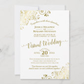 Invitation Elégant Mariage virtuel Gold & White Frilly (Devant)