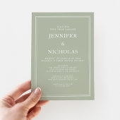 Invitation Élégant Mariage virtuel moderne Sage Green