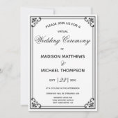 Invitation Élégant Mariage virtuel simple Mariage livestream (Devant)