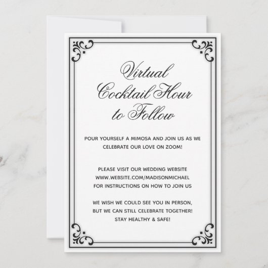 Invitation Élégant Mariage virtuel simple Mariage livestream (Dos)