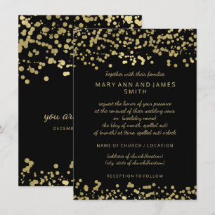 Invitation Elégant Mariage Vow Renewal Gold Foil Confetti