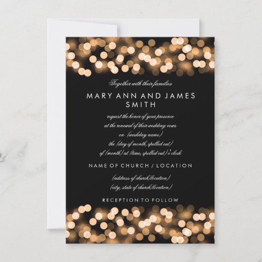 Invitation Elégant Mariage Vow Renewal Gold Hollywood Glam (Devant)