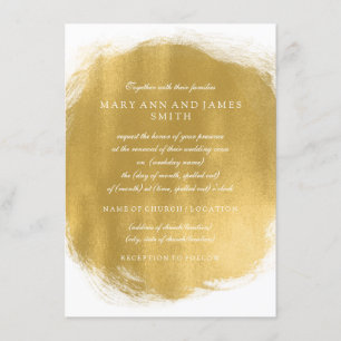 Invitation Elégant Mariage Vow Renouvellement Gold Peinture L