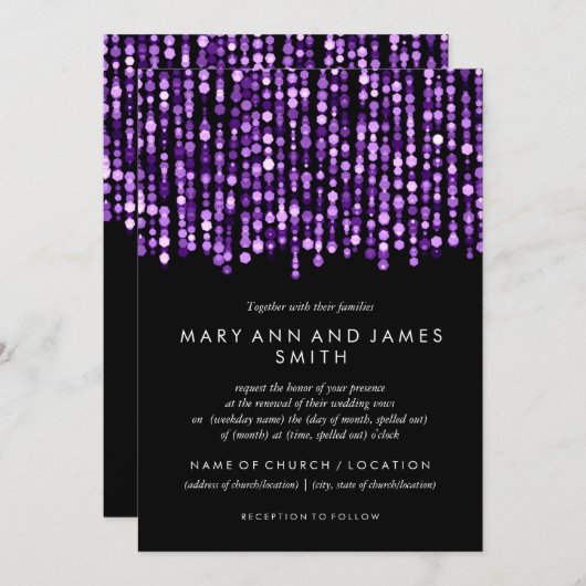 Invitation Elégant Mariage Vow Renouvellement Moderne Purple  (Devant / Derrière)