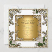 Invitation Elégant mariage White Gold Cream Rose (Dos)