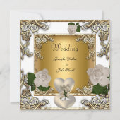 Invitation Elégant mariage White Gold Cream Rose (Devant)