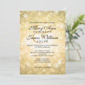 Invitation Elégant Mariage Wonderland Hiver Sparkle Gold (Debout devant)
