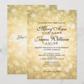 Invitation Elégant Mariage Wonderland Hiver Sparkle Gold (Devant / Derrière)
