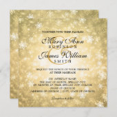 Invitation Elégant Mariage Wonderland Hiver Sparkle Gold (Devant / Derrière)