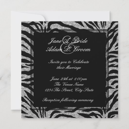 Invitation Elégant Mariage Zebra (Devant)