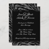 Invitation Élégant Mariage Zèbre noir et blanc (Devant / Derrière)