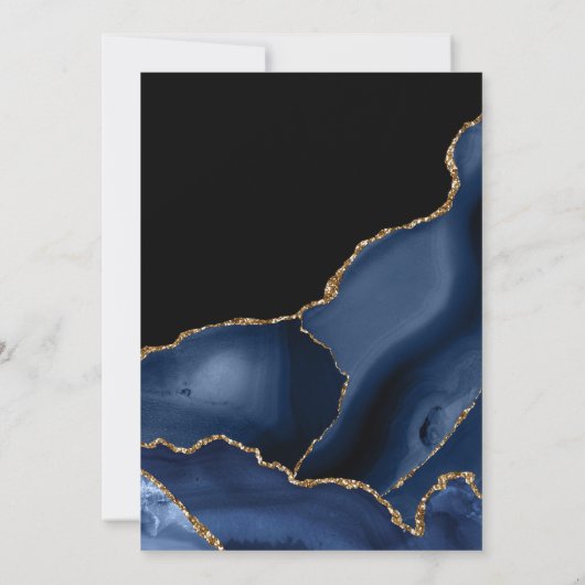 Invitation Elégant Marine bleu et or Parties scintillant Agat (Dos)