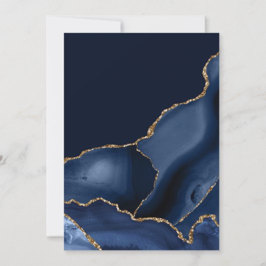 Invitation Elégant Marine Bleu et Parties scintillant Or Agat (Dos)