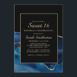 Invitation Elégant Marine Bleu Or Agate Marbre Douce 16<br><div class="desc">Elégante et élégante marine bleu et or agate/marbre ado de fille Sweet 16 anniversaire invitation fête. Le texte est personnalisable,  alors faites-le vous-même. Contactez-nous pour obtenir de l'aide sur la personnalisation ou pour demander des produits correspondants.</div>