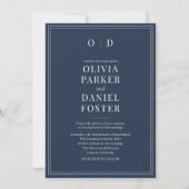 Invitation Elegant Marine Bleu Photo QR Code Mariage (Devant)