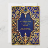Invitation Elégant Marine Blue Gem Gold 50e anniversaire (Dos)