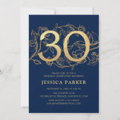 Invitation Elégant Marine Blue Gold 30e anniversaire (Devant)