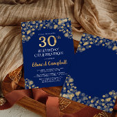 Invitation Elégant Marine Blue & Gold 30e anniversaire Invita