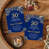 Invitation Elégant Marine Blue & Gold 30e anniversaire Invita
