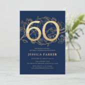 Invitation Elégant Marine Blue Gold 60e anniversaire (Debout devant)