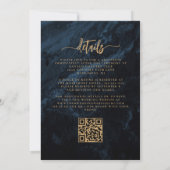 Invitation Elégant Marine Blue Gold Floral Code QR Mariage (Dos)