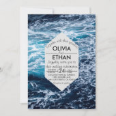 Invitation Elégant Marine Blue Ocean Waves Beach Mariage (Devant)