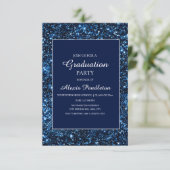 Invitation Elégant Marine Blue Parties scintillant Graduation (Debout devant)