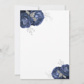 Invitation Elégant Marine Blue Peonies Floral Mariage (Dos)