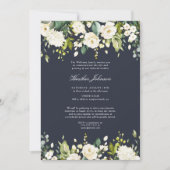 Invitation Elégant Marine Blue & White Floral Memorial Servic (Devant)