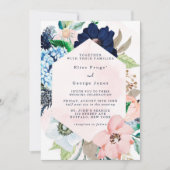 Invitation Elégant Marine Blush Pink Chic Floral Mariage (Devant)