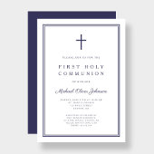 Invitation Elégant Marine Croix Bleue Garçon Première Sainte 