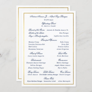 Invitation Elégant Marine Faux Gold Bordure Entourage personn