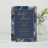 Invitation Elegant Marine & Gold Bridal Shower (Debout devant)