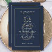 Invitation Elegant Marine Gold Minimal Photo QR Code Mariage