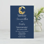 Invitation Elégant, Marine, mariage de lune de tournesol rust (Debout devant)