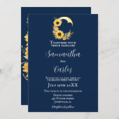 Invitation Elégant, Marine, mariage de lune de tournesol rust (Devant / Derrière)