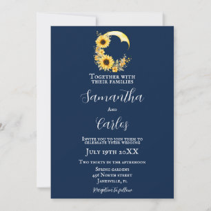Invitation Elégant, Marine, mariage de lune de tournesol rust