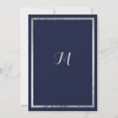 Invitation Elégant marine moderne bleu faux argent Graduation (Dos)