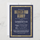 Invitation Elégant Marine Moderne Blue Gold Sequin Brunch Bub (Devant)